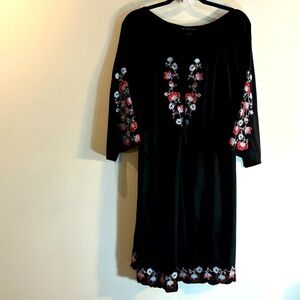 LOVE & LEGEND Sz 14 Tunic Dress Embroidered Floral Tassels Made in India Boho